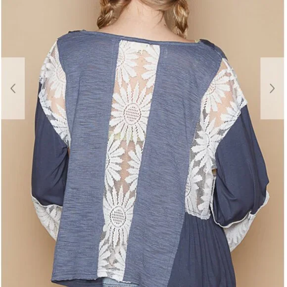 #198 POL TOP WITH LACE DETAIL - Picture 2 of 2